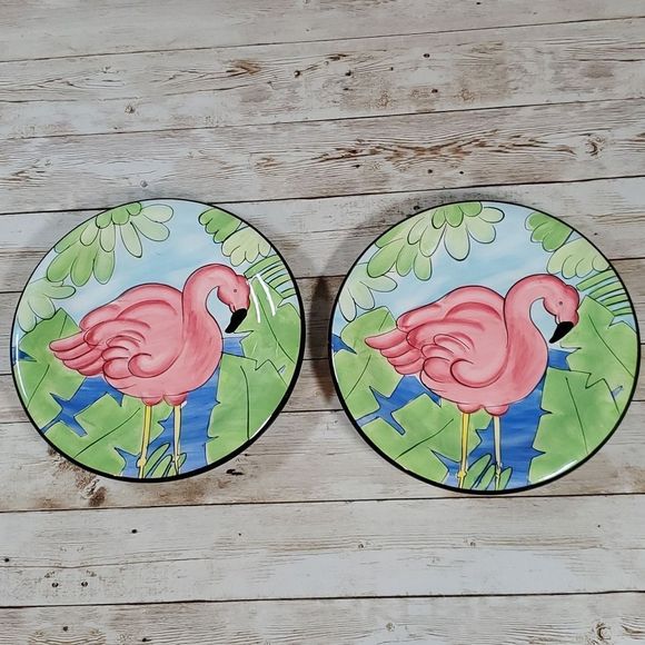 Hausenware Flamingo Salad‎ Appetizer Bread Kid Child Plates x 2 - Picture 1 of 6